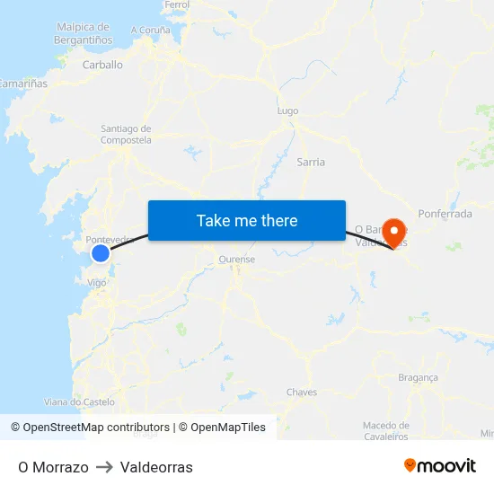 O Morrazo to Valdeorras map