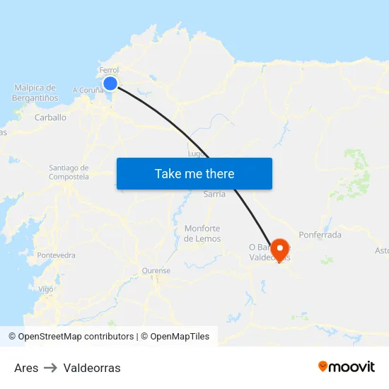 Ares to Valdeorras map