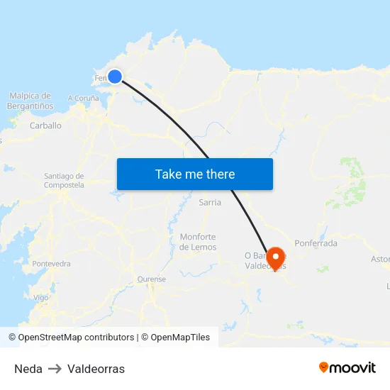 Neda to Valdeorras map