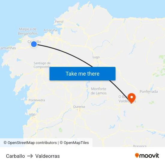 Carballo to Valdeorras map