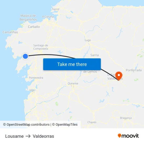 Lousame to Valdeorras map