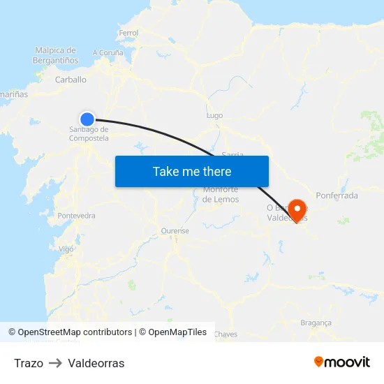 Trazo to Valdeorras map
