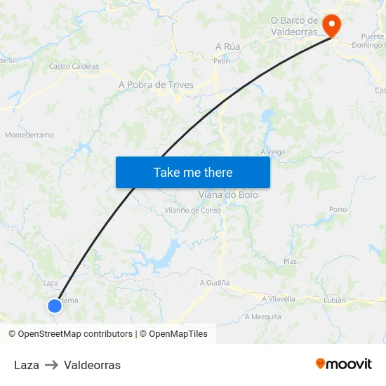 Laza to Valdeorras map