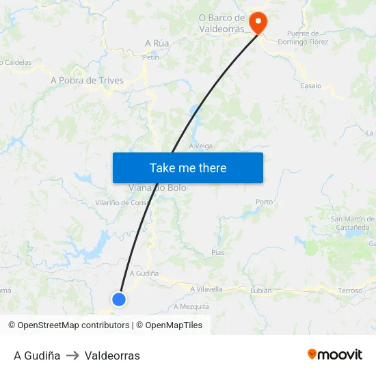 A Gudiña to Valdeorras map