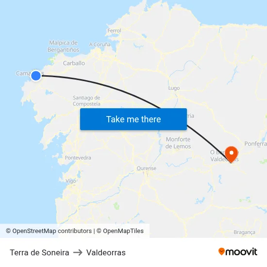 Terra de Soneira to Valdeorras map