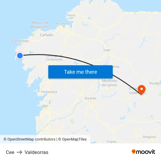 Cee to Valdeorras map