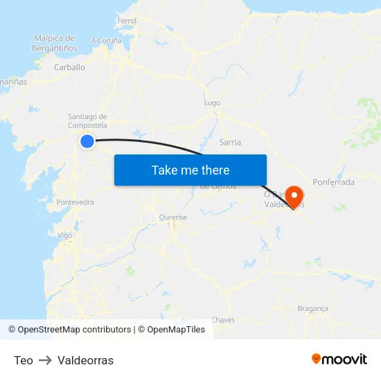 Teo to Valdeorras map