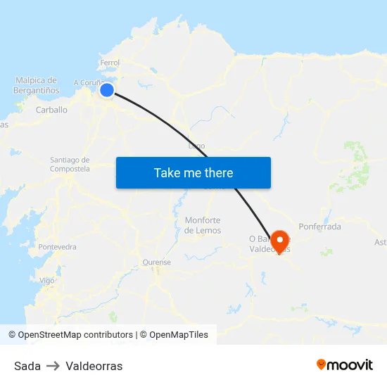 Sada to Valdeorras map