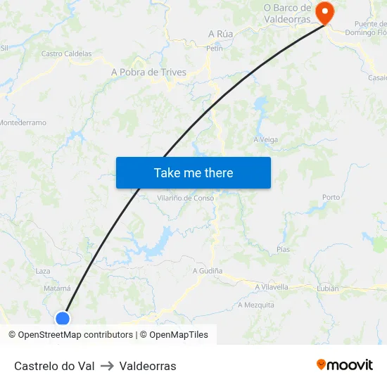 Castrelo do Val to Valdeorras map