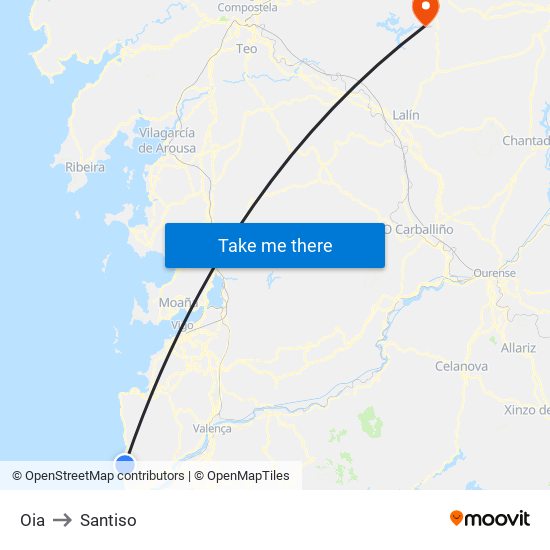 Oia to Santiso map