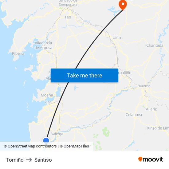 Tomiño to Santiso map