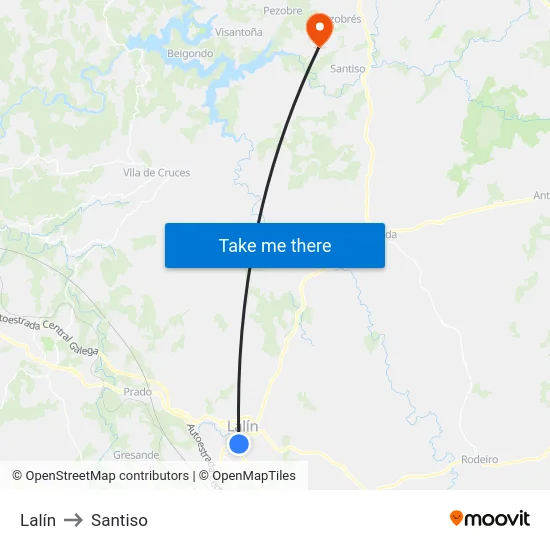 Lalín to Santiso map