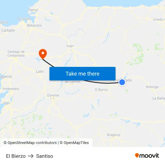El Bierzo to Santiso map