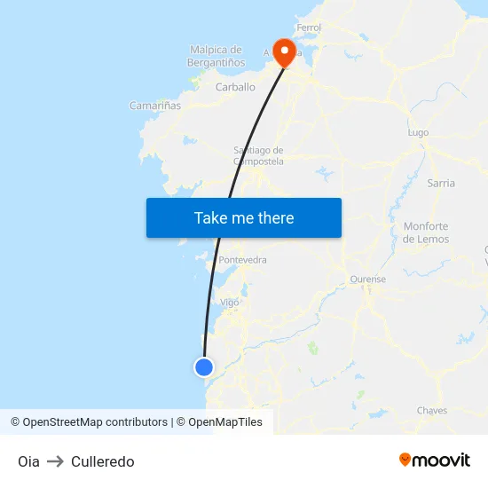 Oia to Culleredo map