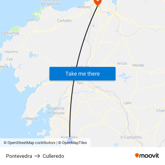 Pontevedra to Culleredo map