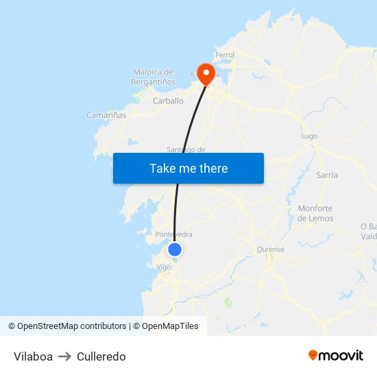 Vilaboa to Culleredo map