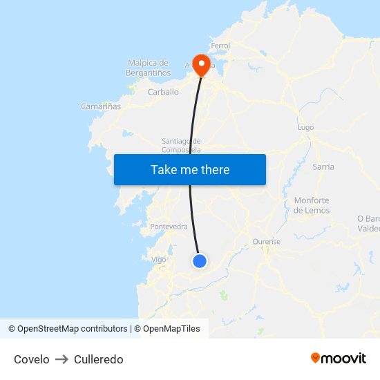 Covelo to Culleredo map