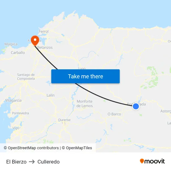 El Bierzo to Culleredo map
