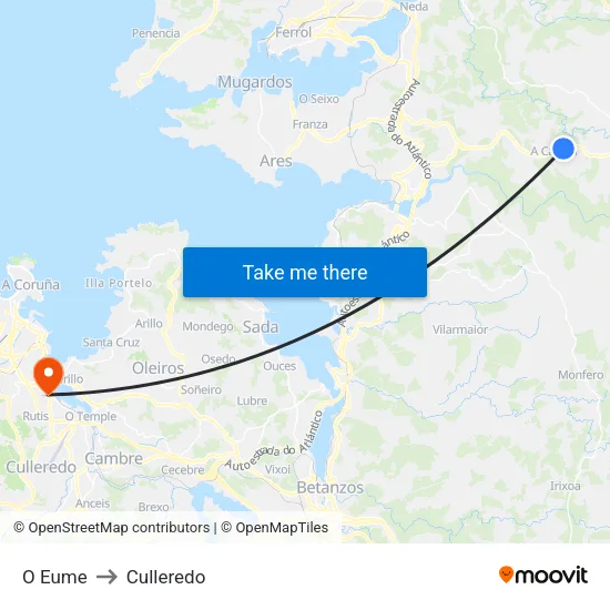 O Eume to Culleredo map