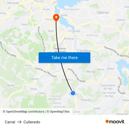Carral to Culleredo map