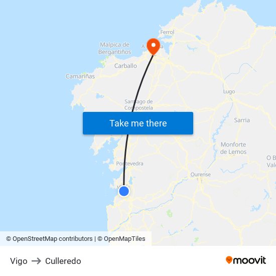 Vigo to Culleredo map