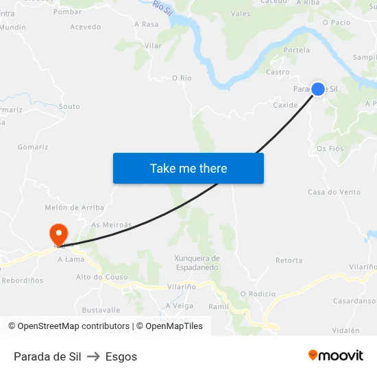 Parada de Sil to Esgos map