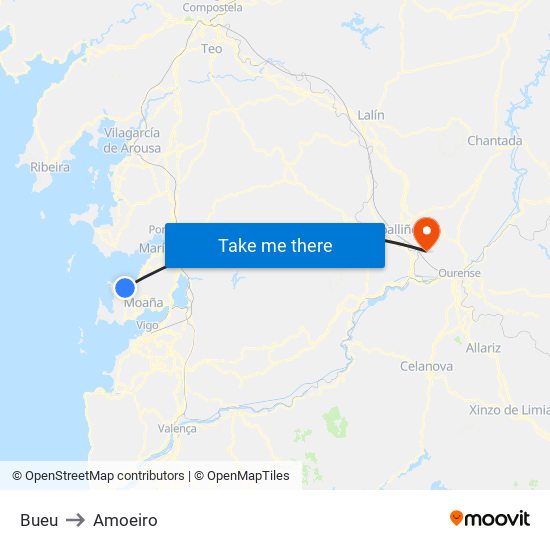 Bueu to Amoeiro map