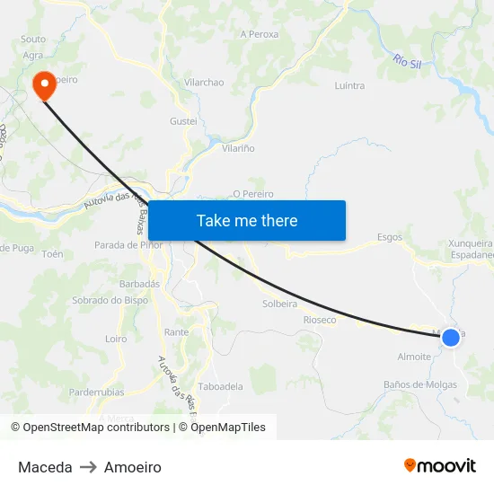 Maceda to Amoeiro map