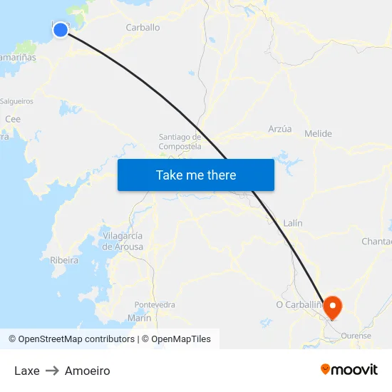 Laxe to Amoeiro map