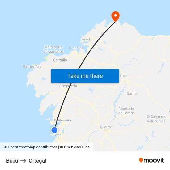 Bueu to Ortegal map