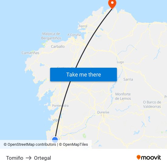 Tomiño to Ortegal map