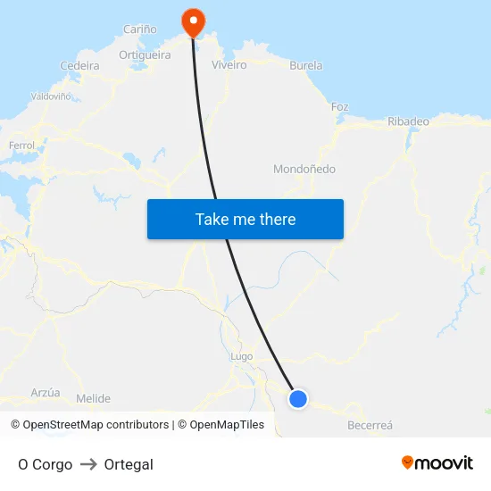 O Corgo to Ortegal map