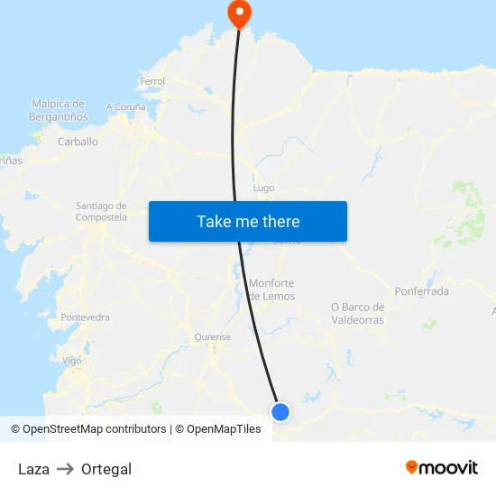 Laza to Ortegal map