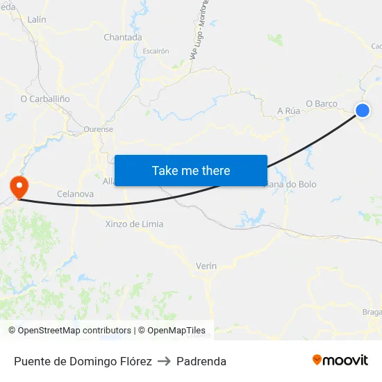 Puente de Domingo Flórez to Padrenda map