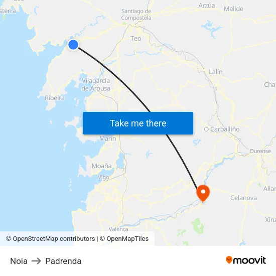 Noia to Padrenda map