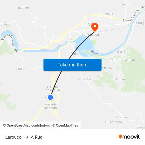 Larouco to A Rúa map