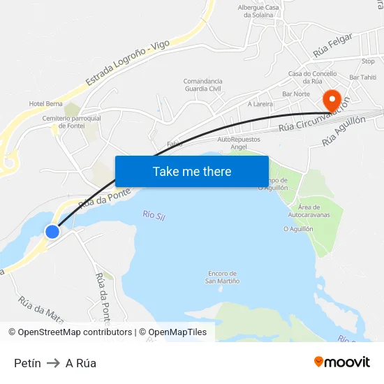 Petín to A Rúa map