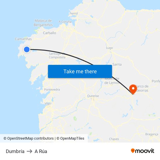 Dumbría to A Rúa map