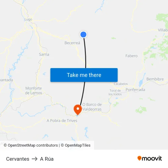 Cervantes to A Rúa map