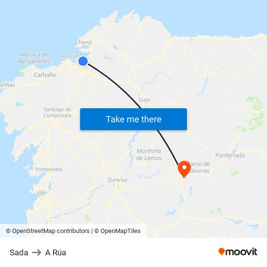 Sada to A Rúa map