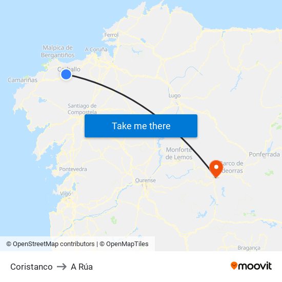 Coristanco to A Rúa map