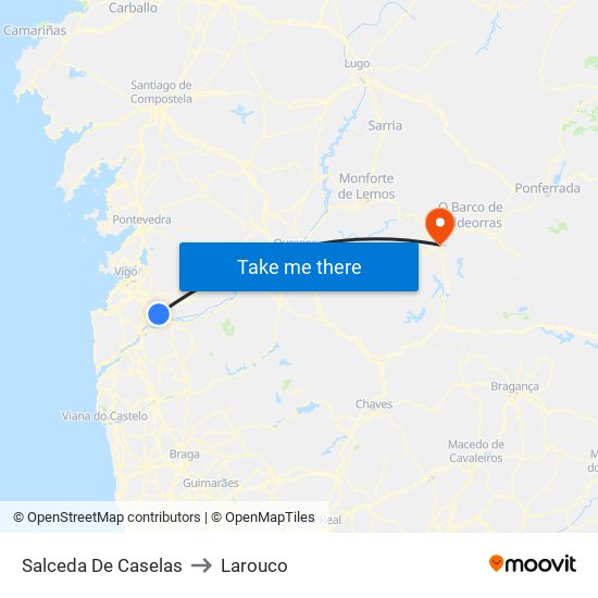 Salceda De Caselas to Larouco map