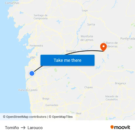 Tomiño to Larouco map