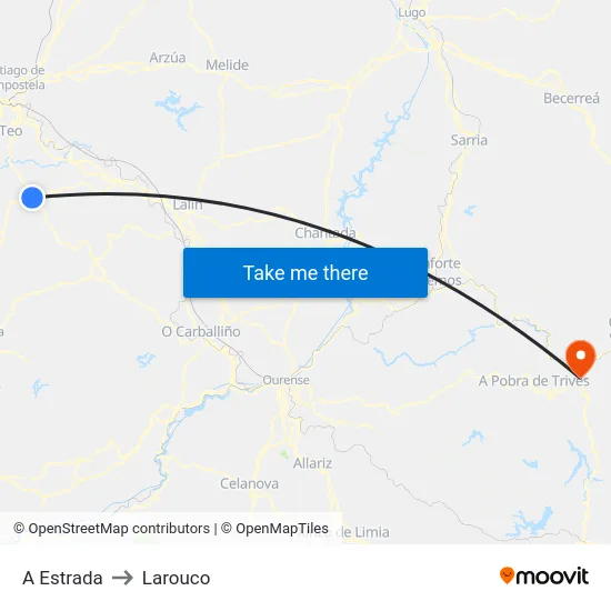 A Estrada to Larouco map