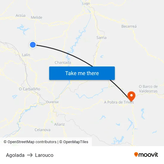 Agolada to Larouco map
