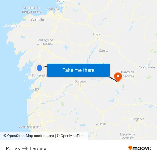 Portas to Larouco map