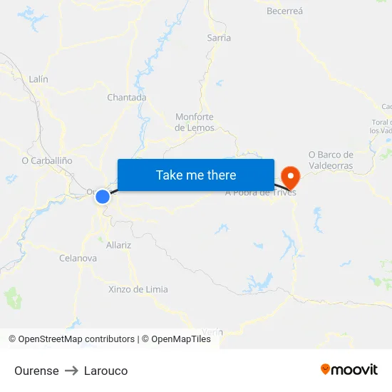 Ourense to Larouco map