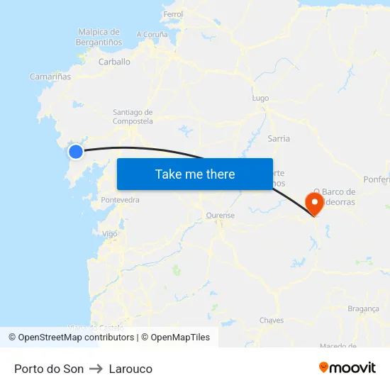 Porto do Son to Larouco map
