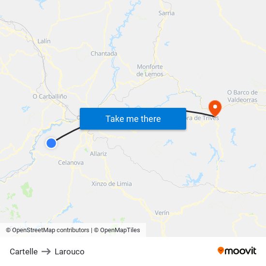 Cartelle to Larouco map