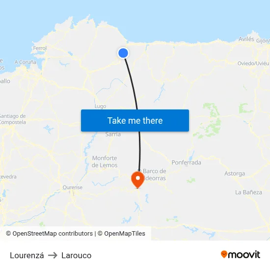 Lourenzá to Larouco map